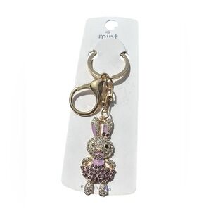 3/$25 Mint Sparkle.Rhinestone Jewel Purple Rabbit Bunny Purse Keychain Bag Charm